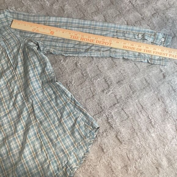 Mens Duluth Trading Co Nylon Blend Vented Hiking Shirt Aqua Plaid Size Large - Picture 12 of 16